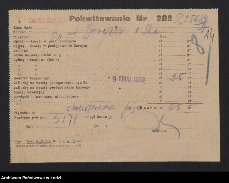 Obraz 16 z jednostki "Lejzor Bergier, Beniamin Berger- sprzedaż komisowa przędzy"