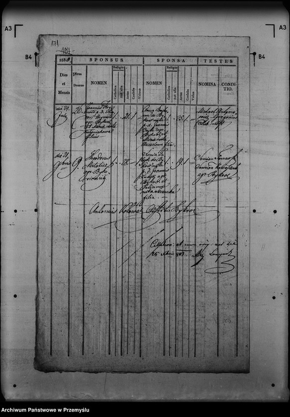 Obraz 12 z jednostki "[Kopie ksiąg metrykalnych parafii Byków z filiami Glinne, Ortynice (dekanat Łuka)]"