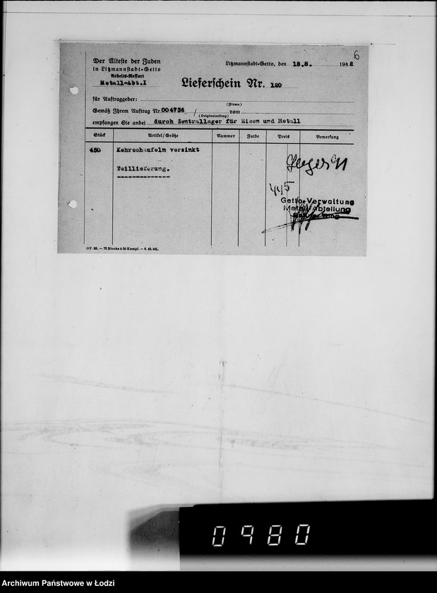 Obraz 10 z jednostki "Amt für zentrale Vewaltungsaufgaben der Luftwaffe Kriegsauftrag 49/41 A.z.V.3000 Kehrschaufeln"