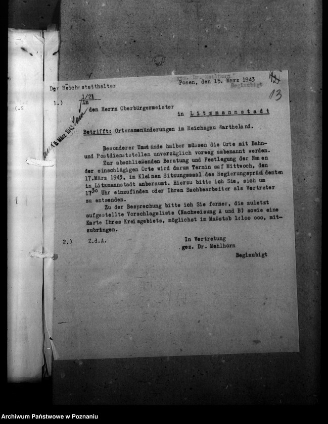 Obraz 17 z jednostki "Ortsnamenänderung - Litzmannstadt - Stadt (miasto Łódź)"