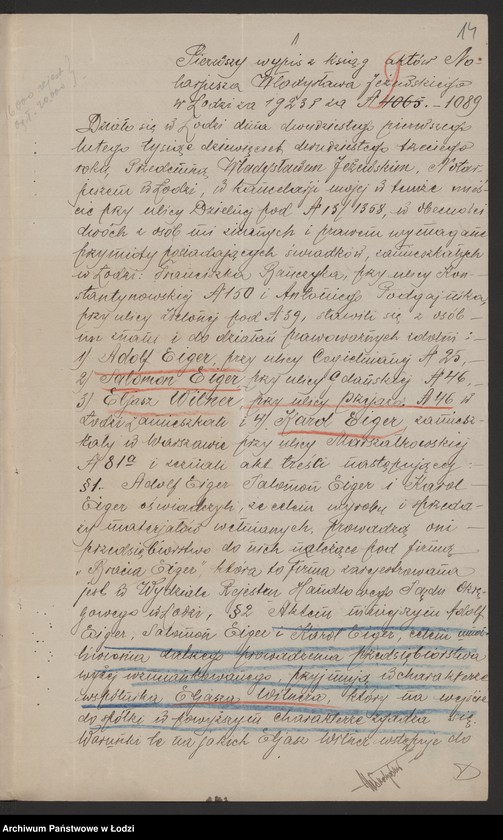 Obraz 16 z jednostki "Adolf Eiger, Karol Eiger, Salomon Eiger "Bracia Eiger" - prowadzenie przemysłu wełnianego"