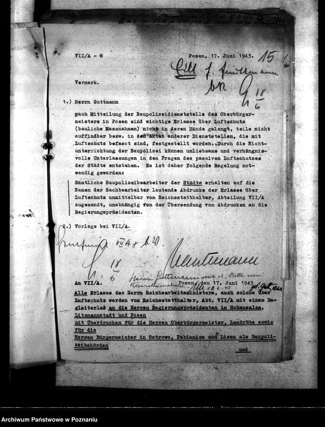 Obraz 19 z jednostki "Betriebsstoffzuteilungen für Kraftfahrzeuge. Regelung der Bauwirtschaft. Bauverbot. Lückenbebauung Posen. Behelfsbauten für Molkereien."