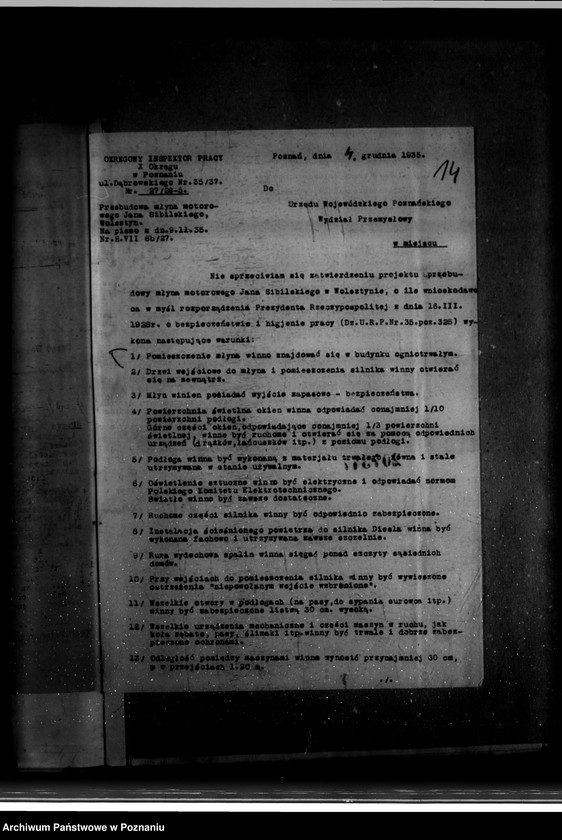 Obraz 18 z jednostki "Zatwierdzenie zakładu przemysłowego /młyna/ Jana Sibilskiego w Wolsztynie"