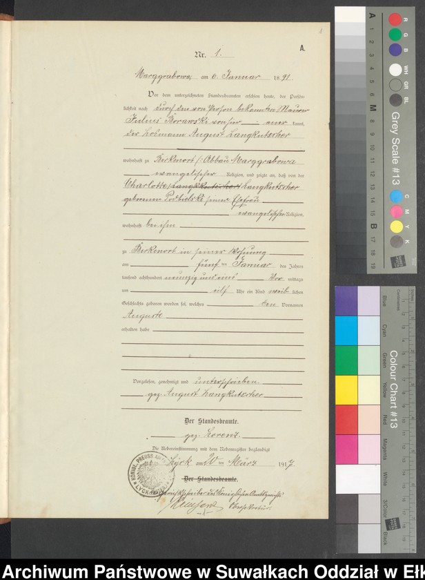image.from.unit.number "A1.Geburts-Register [Haupt-Register] Standesamt Stadtgemeinde Marggrabowa No.1 bis 144"