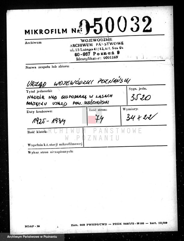 Obraz 2 z jednostki "Nadzór nad gospodarką w lasach majątku Ujazd powiat kościański"