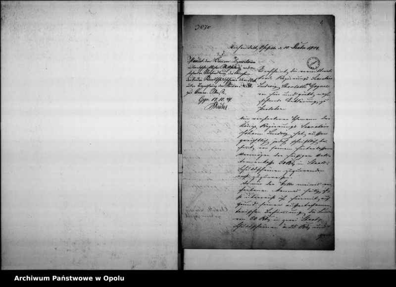 Obraz 5 z jednostki "Acta des Magistrats zu Oppeln betreffend: die von dem Regierungs-Secretair Johann Ludwig der Armenkasse und der Kranken Anstalt ausgesetzten Legate von à 50 Rtl. zusammen 100 Rth. in Staatsschuldscheine"