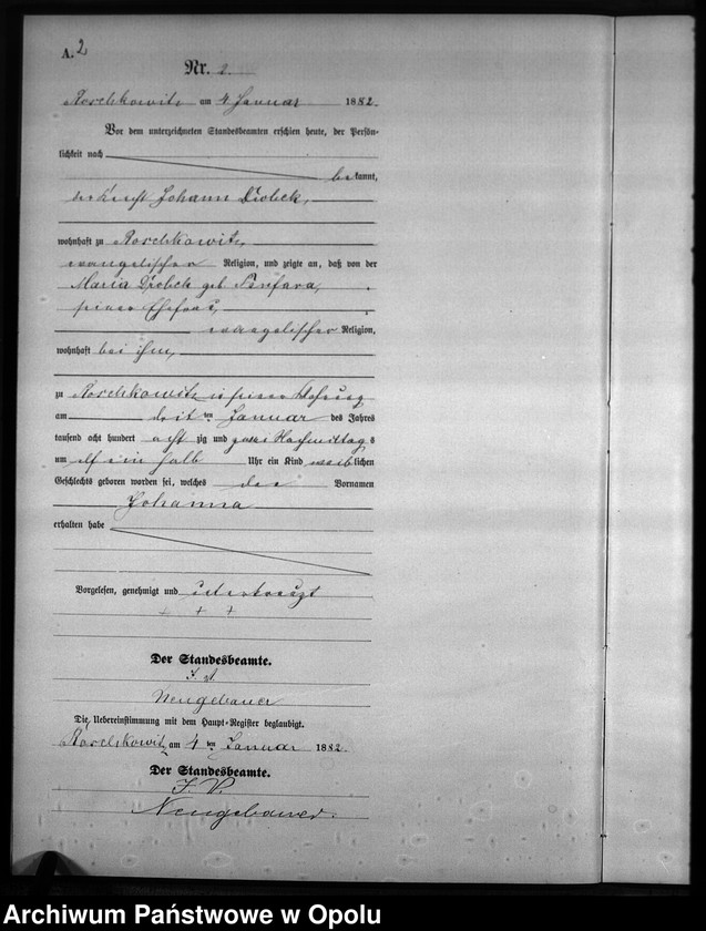 image.from.unit.number "Geburts-Neben-Register Standesamts Roschkowitz pro 1882"