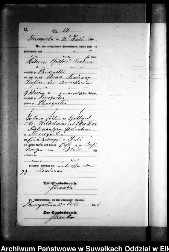 image.from.unit.number "Sterbe-Neben-Register des Preussischen Standes-Amtes Prinowen Kreis Angerburg"
