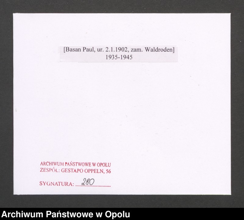 Obraz 2 z jednostki "[Basan Paul, ur. 2.1.1902, zam. Waldroden]"