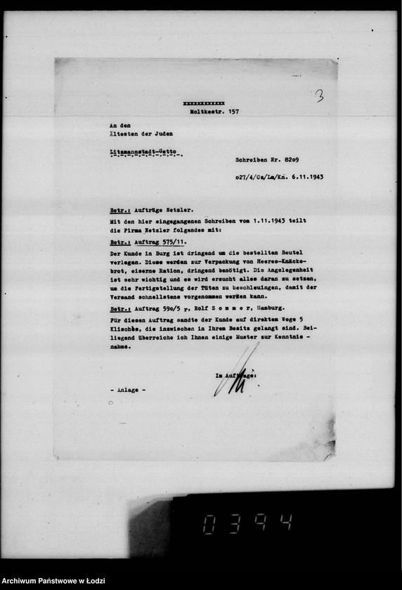 Obraz 7 z jednostki "F-ma N.F.A.Netzler-Hamburg Papierbeutel. Auftrag 11"