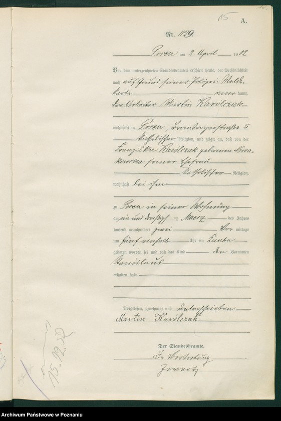 Obraz 18 z jednostki "Księga miejscowa urodzeń t. III"