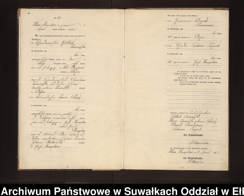image.from.unit.number "Heiraths-Neben-Register des Preussischen Standes-Amtes Gross Konopken Kreis Loetzen"