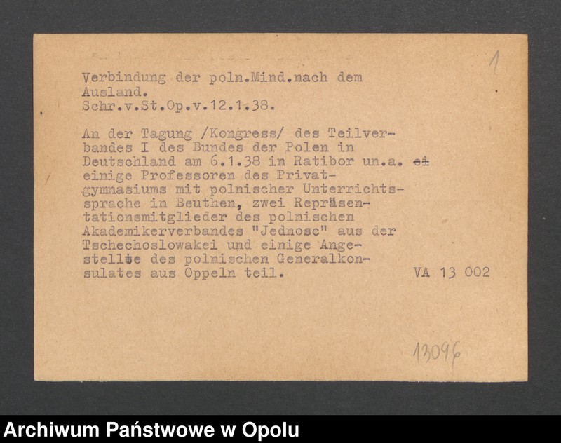 Obraz 3 z jednostki "Verbindung der pol. Minderheit nach dem Ausland"