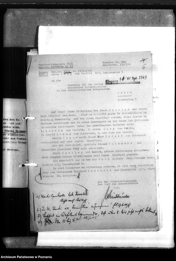 Obraz 10 z jednostki "Wehrkreiskommander VIII - Breslau, Korespondencja z Werhrkreiskommand VIII we Wrocławiu w sprawie członków "Sonderformatin Ebbinghaus""