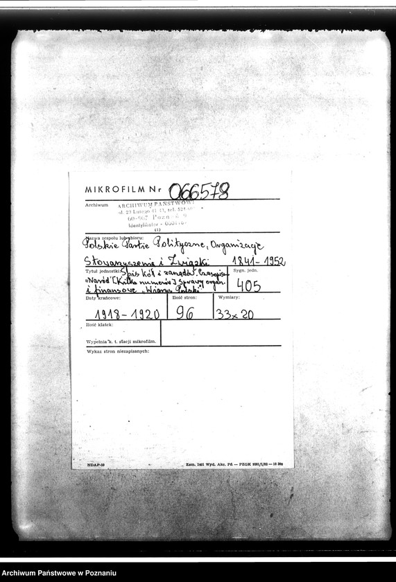 Obraz 2 z jednostki "Spisy kół i zarządów. Czasopisma "Naród"- kilka numerów. Sprawy organizacyjne i finansowe "Wiarus Polski""