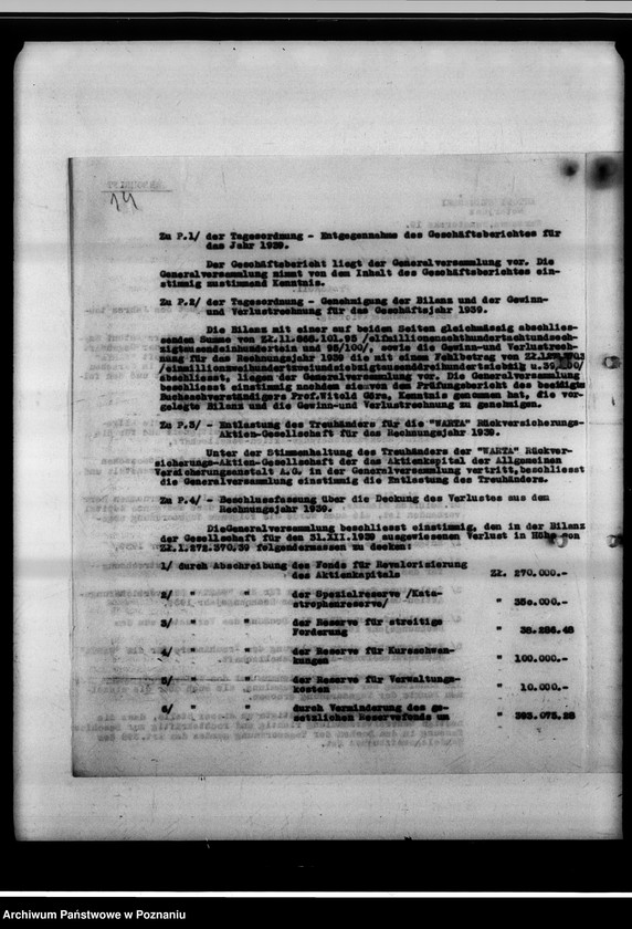 Obraz 18 z jednostki "Beteiligung an der "Warta" - Rückversicherung A.G."