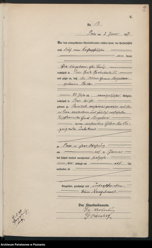 Obraz 19 z jednostki "Księga miejscowa zgonów tom I [Rejestr główny zgonów]"