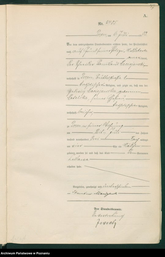 Obraz 17 z jednostki "Księga urodzeń tom V"