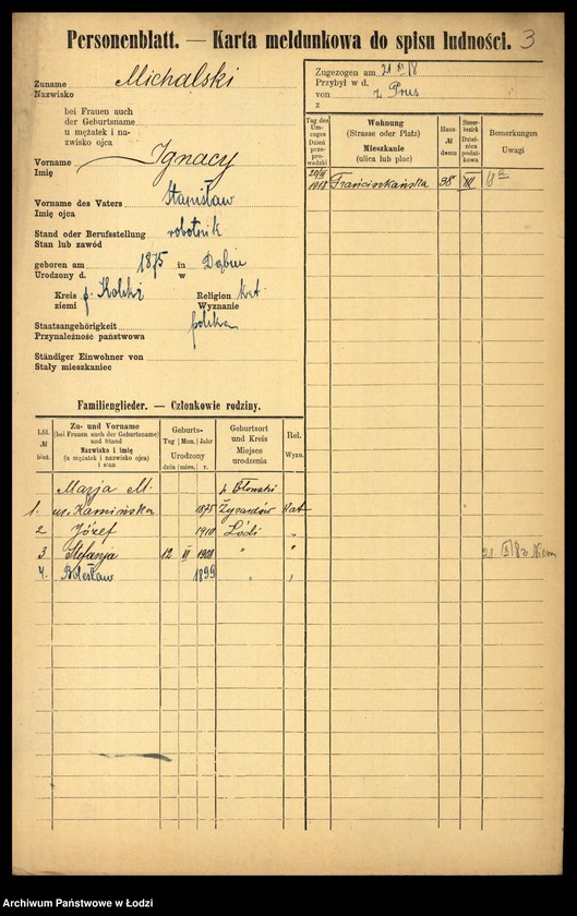 Obraz 5 z jednostki "[Spis ludności Łodzi] Michalski - Michałowicz"