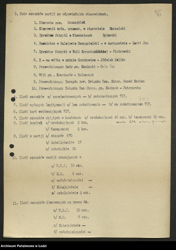 Obraz 17 z jednostki "Ankiety sprawozdawcze instruktora Komitetu Powiatowego Piotrków Trybunalski [z załącznikami]"
