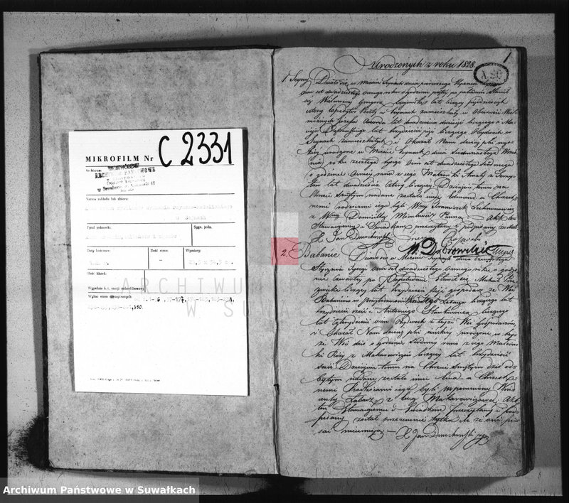 image.from.unit.number "Akta urodzonych, umarłych i zaślubionych w roku 1828 parafij seyneńskiey"